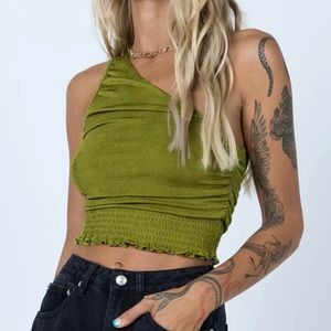 Franny One Shoulder Top Green